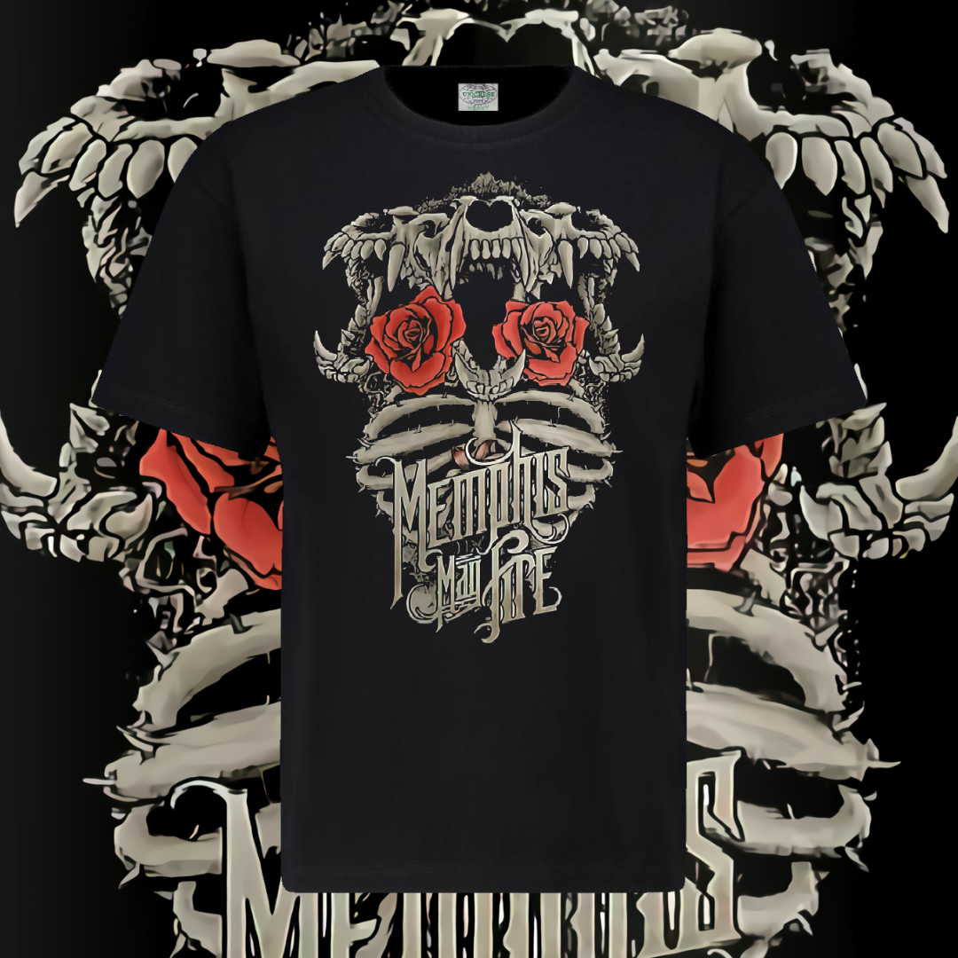 MEMPHIS MAY FIRE T-SHIRT - 3 HEADED SKELETON