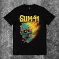 We Rock black cotton t-shirt with a minimalist crew neck design, displayed against a textured grey stone background.