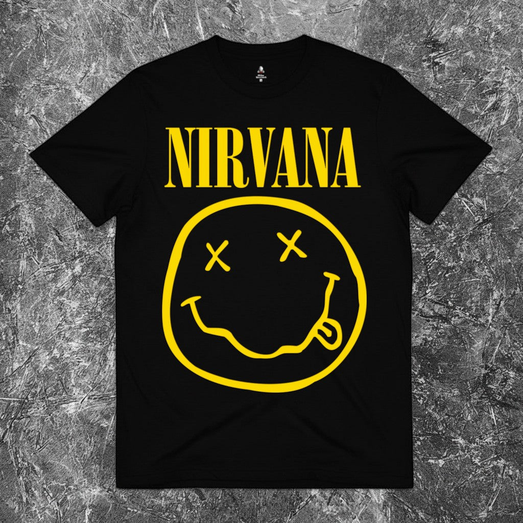 We Rock black heavyweight 100% cotton relaxed fit t-shirt on a textured grey background