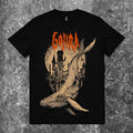 We Rock black heavyweight 100% cotton t-shirt with a relaxed fit, displayed on a textured grey background.