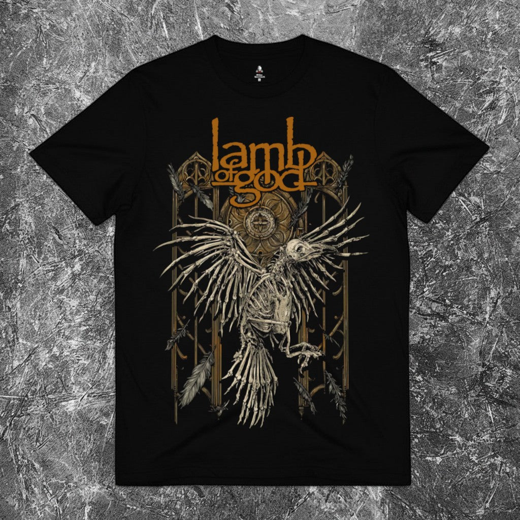 We Rock black heavyweight 100% cotton t-shirt with a relaxed fit, displayed against a textured grey background.