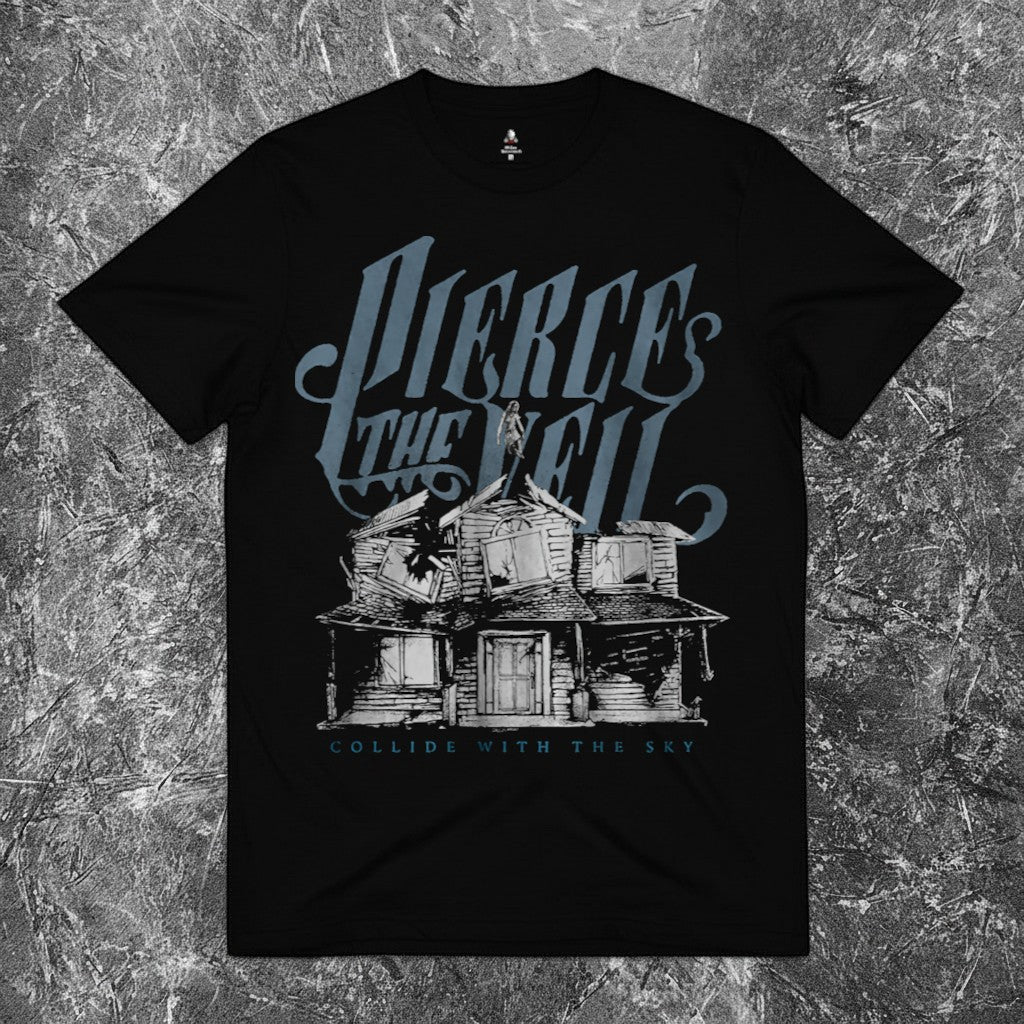 We Rock black heavyweight 100% cotton relaxed fit t-shirt on a textured grey background