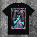 We Rock Bring Me The Horizon Parasite Girl black heavyweight cotton band t-shirt with pink and blue graphic print