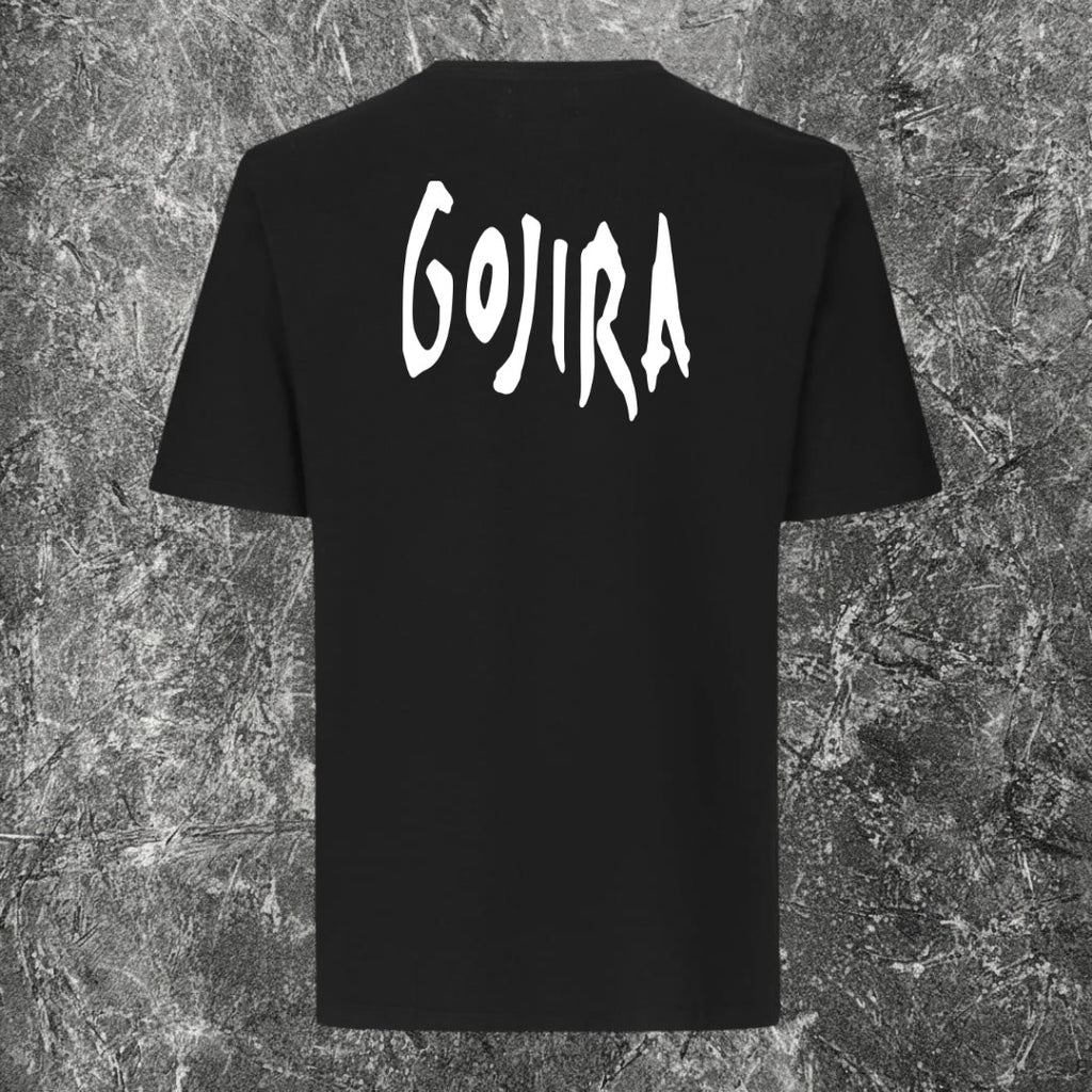 We Rock Gojira Fortitude black cotton t-shirt with white band logo on the back