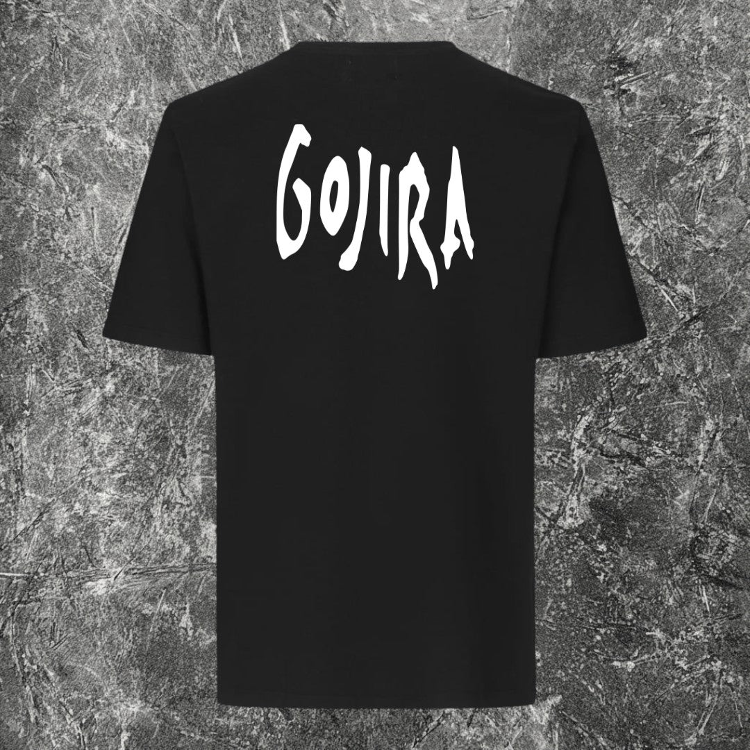 We Rock Gojira Fortitude black cotton t-shirt with white band logo on the back
