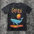 We Rock Gojira Flying Whale vintage-washed black heavyweight cotton band t-shirt with graphic print