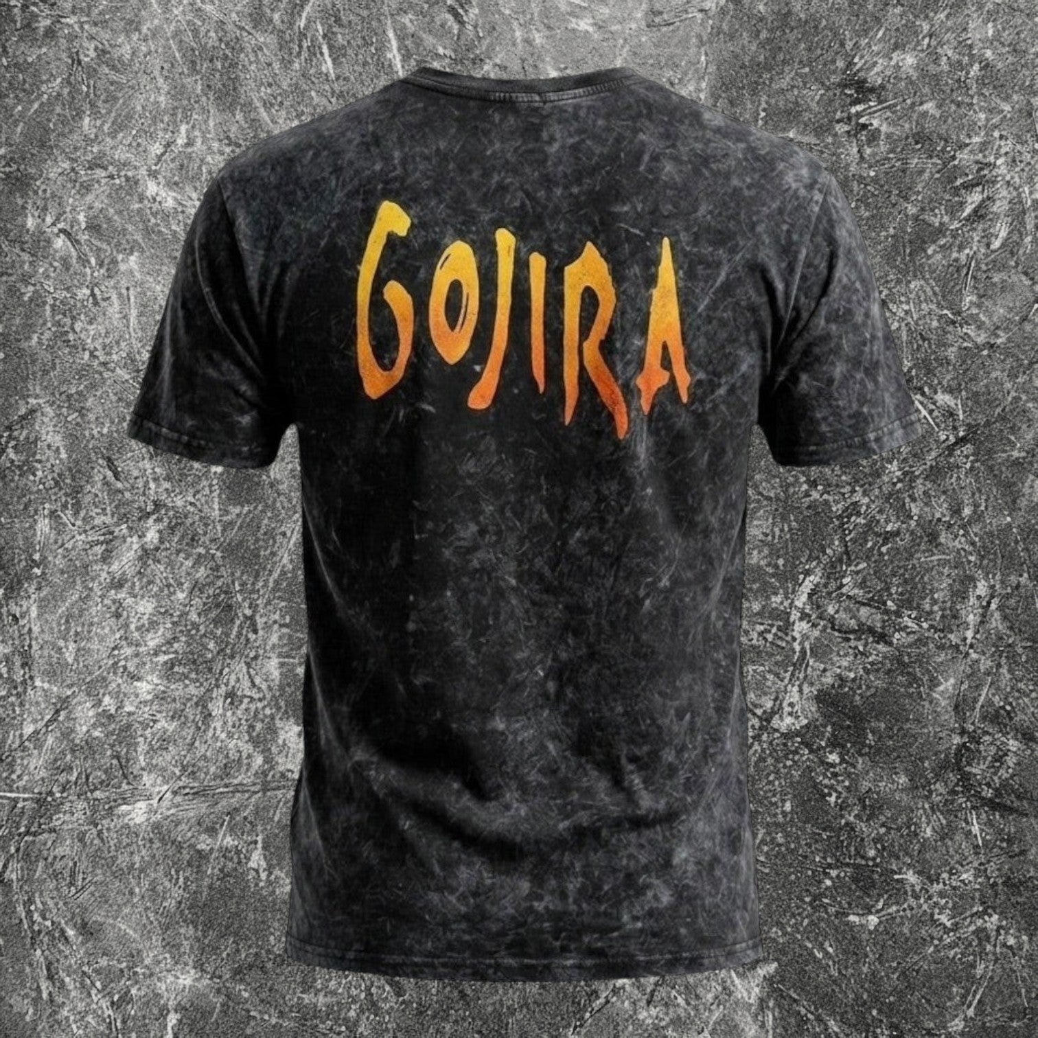 We Rock Gojira Flying Whale 5 vintage-washed black heavyweight cotton band t-shirt with orange logo back print