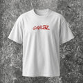 We Rock white heavyweight 100% cotton Gorillaz graphic t-shirt with a relaxed fit and red logo print