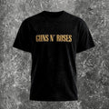 We Rock Guns N Roses vintage-washed black heavyweight cotton band t-shirt with gold logo print