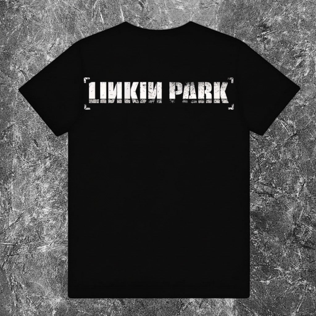 We Rock Linkin Park Hybrid Theory black heavyweight cotton graphic t-shirt with distressed white band logo print