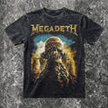 We Rock Megadeth vintage-washed heavyweight cotton band t-shirt with a detailed skull graphic print.