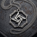 We Rock METALLICA 2 necklace featuring a silver-toned hexagonal pendant with the band logo on a curb chain