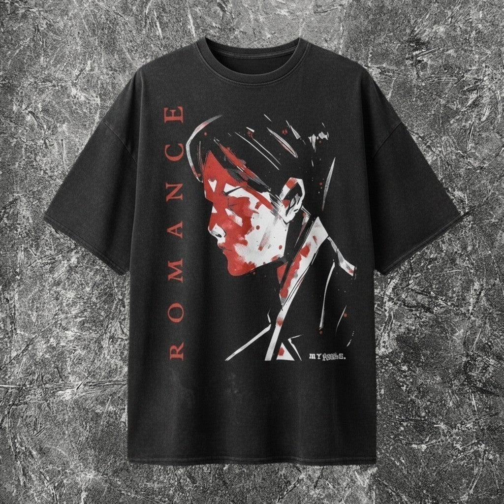 We Rock vintage-washed black heavyweight cotton band t-shirt with My Chemical Romance graphic print