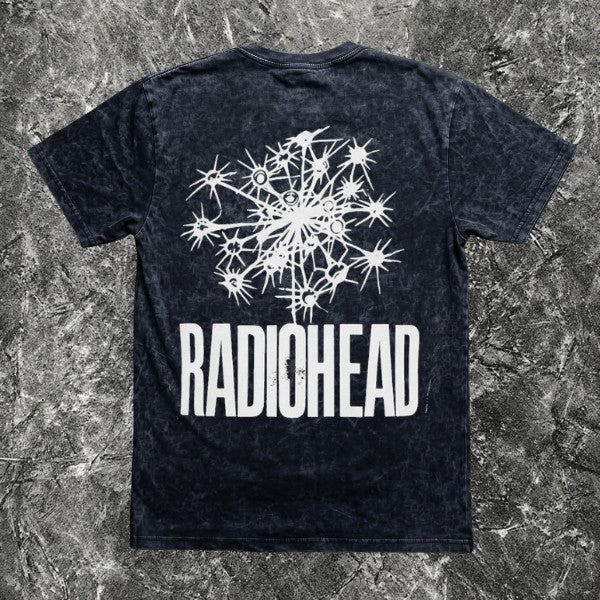 We Rock Radiohead vintage-washed black heavyweight cotton band t-shirt with white graphic print on the back