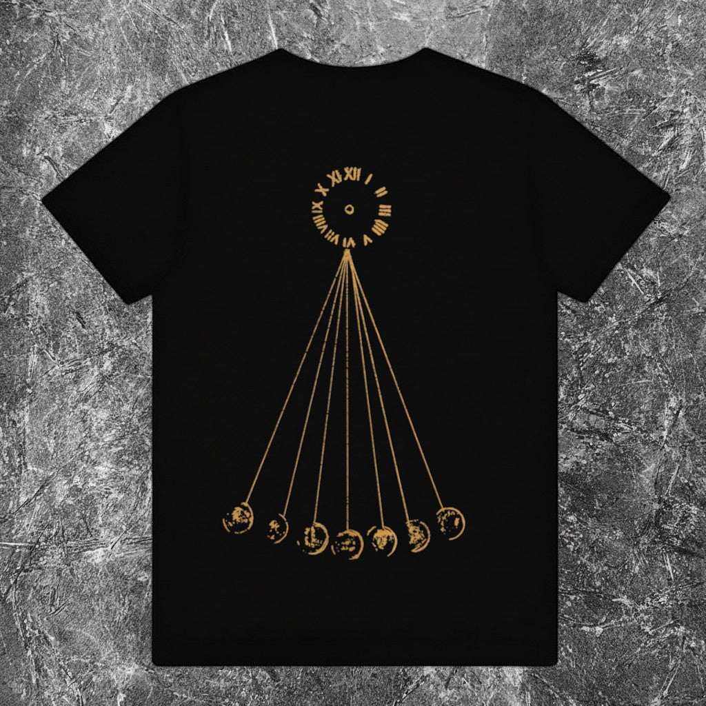 We Rock System of a Down Toxicity black heavyweight 100% cotton t-shirt, back view against a textured grey background.